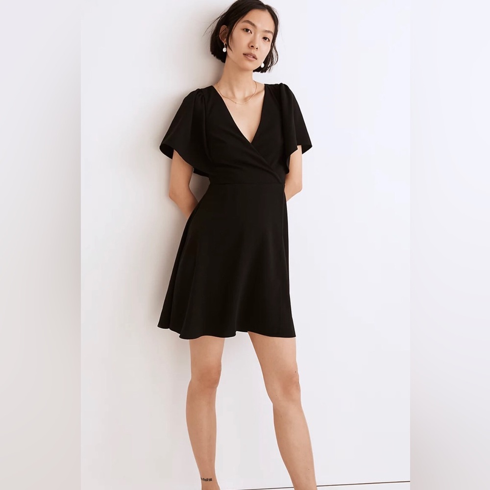 MADEWELL Cape-Sleeve Mini Dress Black Size 00